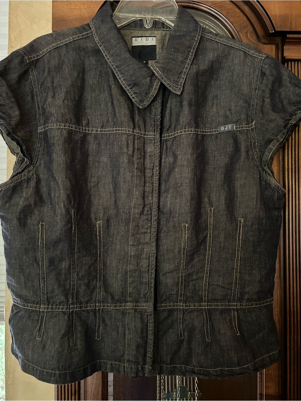 Dark Denim Jean Jacket with Contrast Stitching